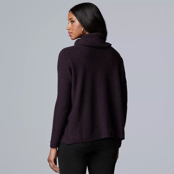 SOLD Simply Vera Wang Womens Purple Asymmetrical Cowlneck Sweater Sz XL NWT - Picture 2 of 10